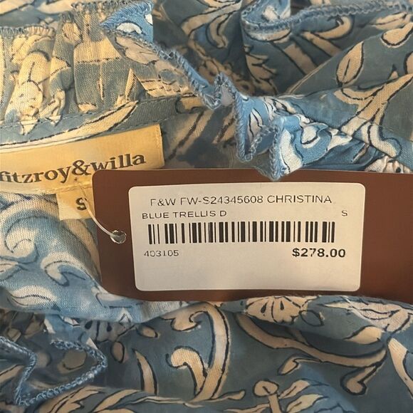 FITZROY & WILLA Christina Dress in Blue Trellis S NWT - Picture 4 of 5